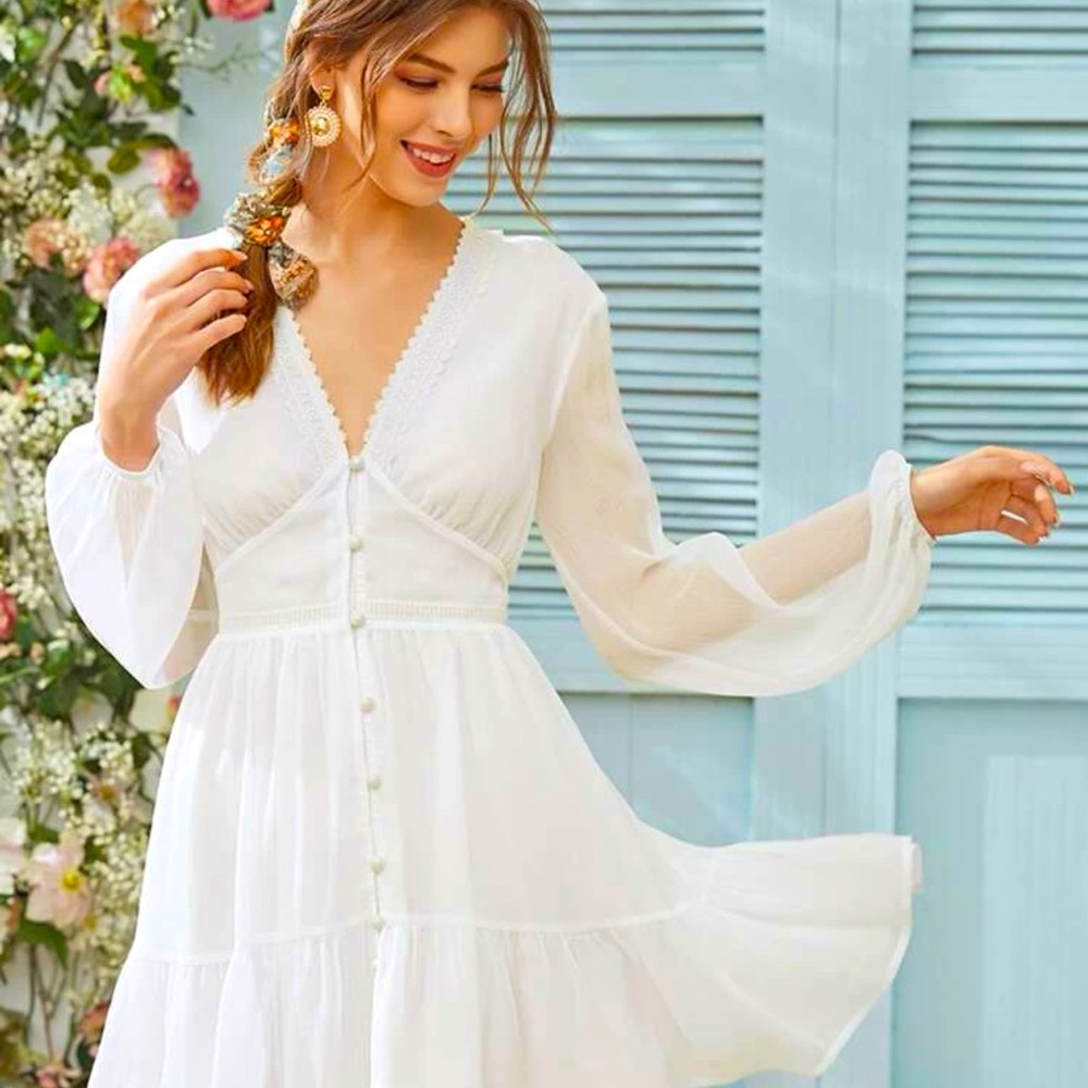 white, spring dress